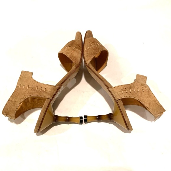 V Italia Tan Suede Western Heels with ornate Heel - Picture 9 of 12